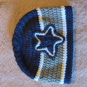 Handmade Crochet Beanie, Navy/Gray